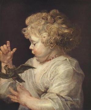 boy with a skull Painting - Boy with Bird Baroque Peter Paul Rubens